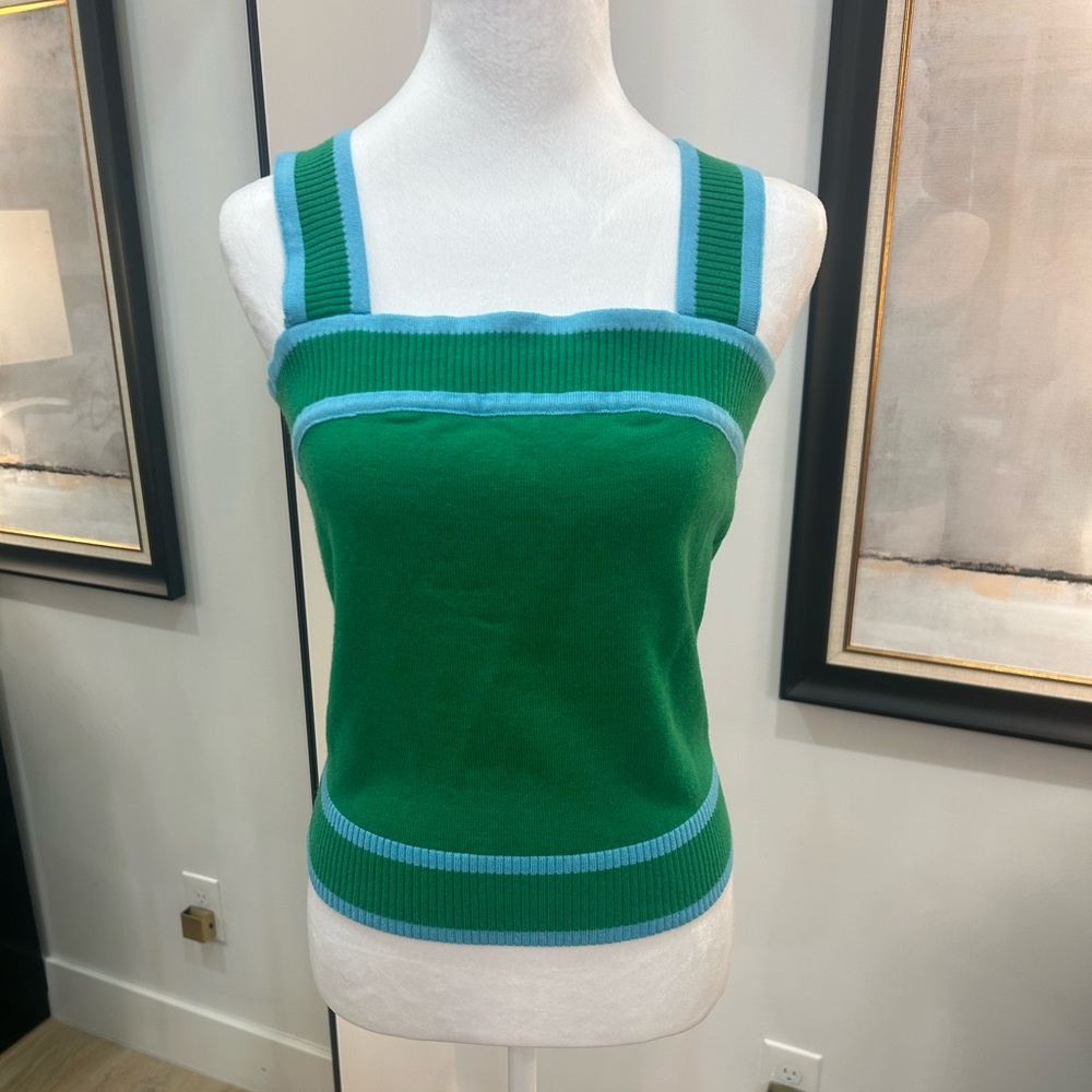 Blue and green Anthropologie sweater knit crop tank